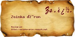 Zsinka Áron névjegykártya